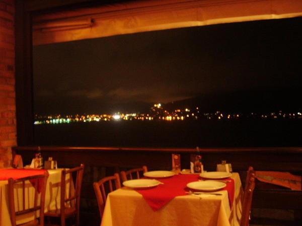 Our table at a restarunt overlooking Lagoa de Conceicao