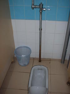 A toilet and basket for tissue