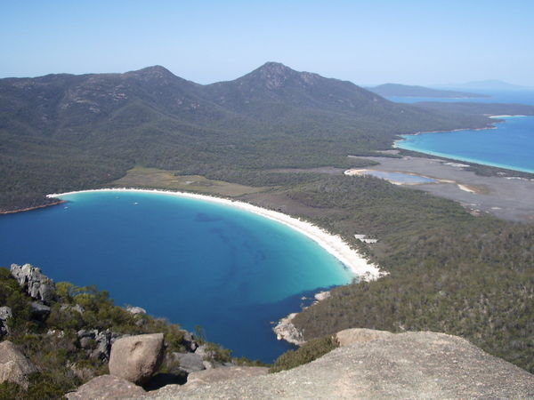 Wineglass bay from the summit of Mount Amos