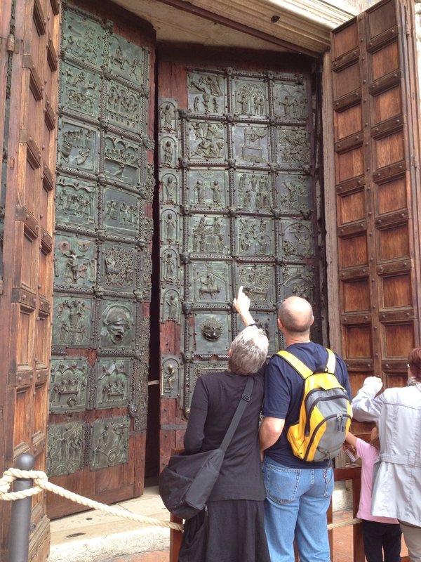 The incredible front doors at San Zeno church
