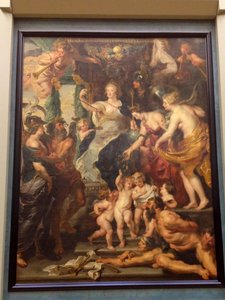 One of about twelve enormous paintings done by Reuben for queen Marie de Medici (wife of Henry IV and mother of Louis XIII)