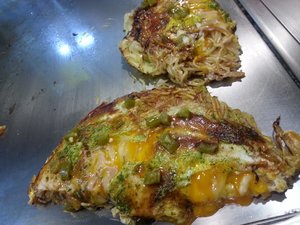 Okonomiyaki with Cheese and Jalapenos 