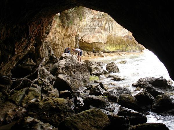 Exploring a cave