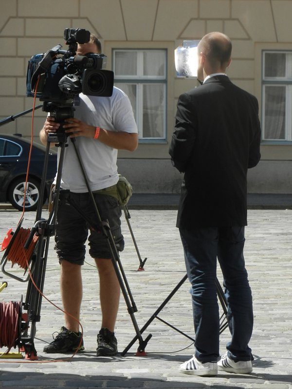 TV Reporter waiting for the news