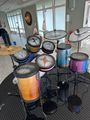Drum kit made entirely of glass. 