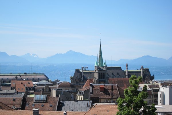 view of the city and Alps