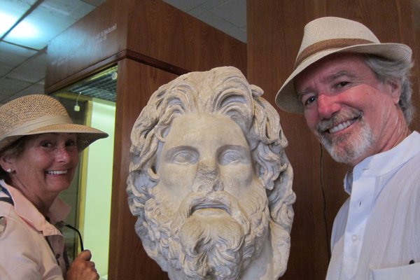 with a bust of Hadrian