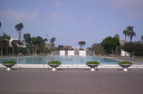 Water features at the nearby park