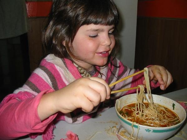 Emilia & the challenge of the chopsticks