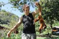 Justin with juvenile Howler monkey