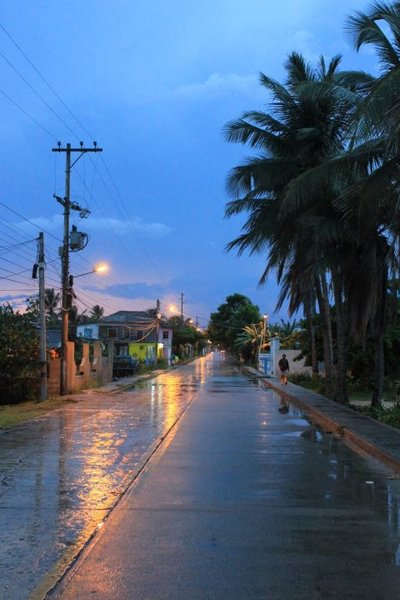 San Luis in a rainstorm