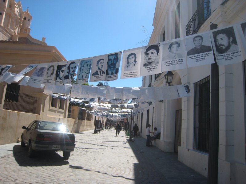 Flags showing the missing people from Cordoba
