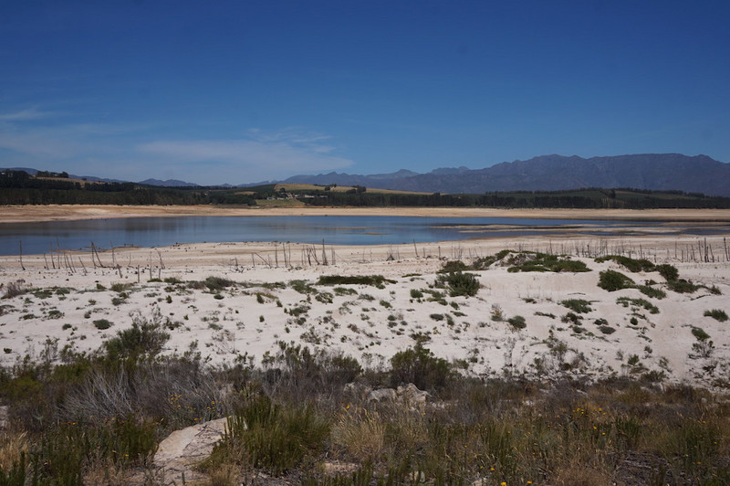 One of the almost empty water reserves for Cape Town