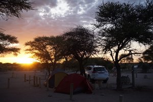 Sunrise at our campsite at Etosha National Park