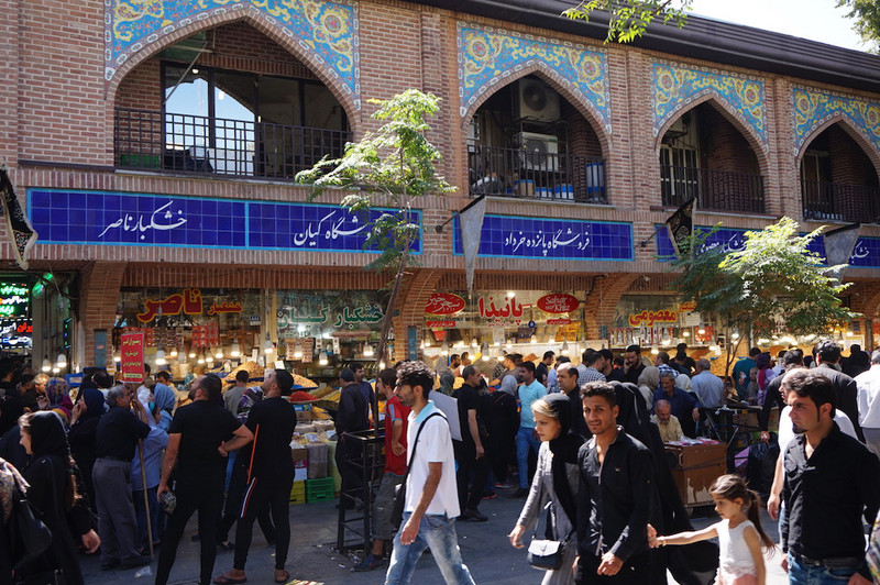 Tehran - busy street with lots of food & drinks for sale