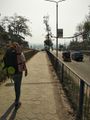 Walking across the border bridge from Nepal to India