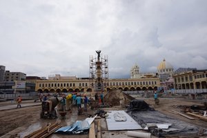 The main plaza under construction