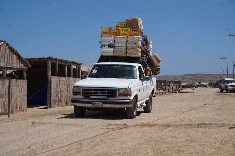 Main local transport of both cargo as people is a 4X4 pickup truck
