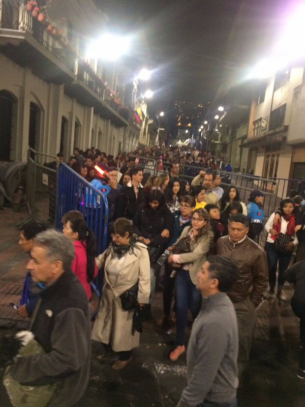 Busy streets of Quito during Fiesta de la Luz