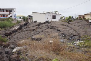 Houses are build on lava rocks and flows