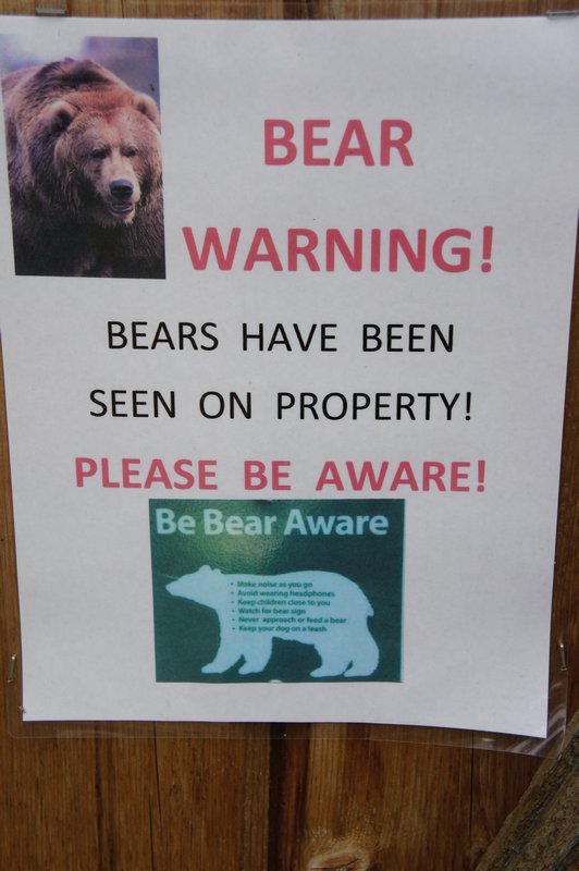 Bear warning on out-house