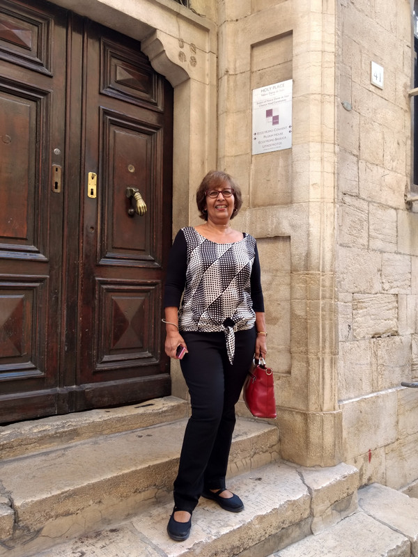 At the entrance of Ecce Homo, our Jerusalem home.