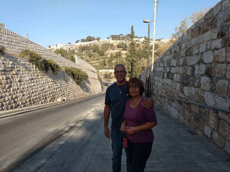 Walking the vicinity. Mount of Olives in the background