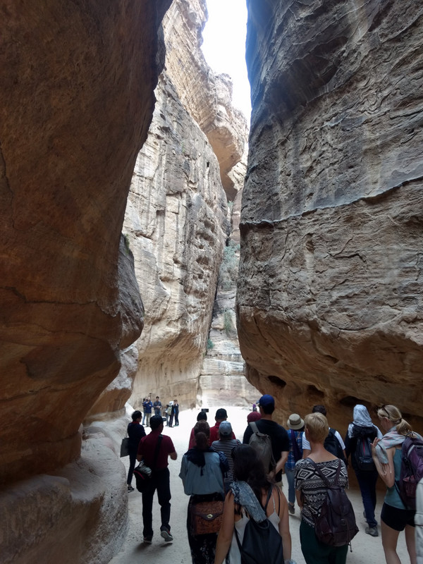 Narrow canyon leading into the Petra city centre and the Treasury.