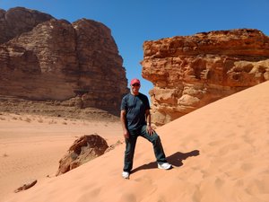 In the desert at Wadi Rum.