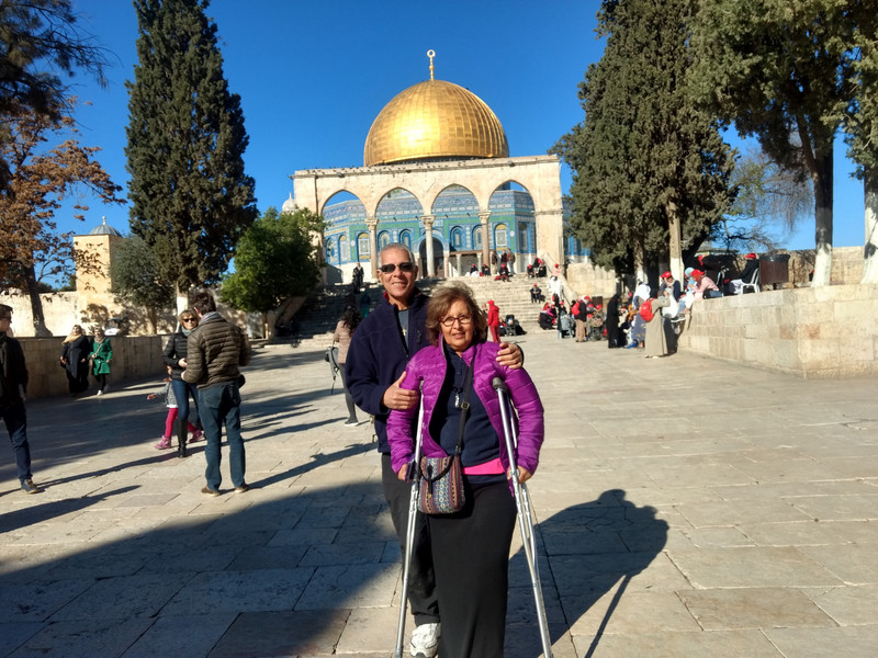 On the Temple Mount with the Golden Dome in background.
