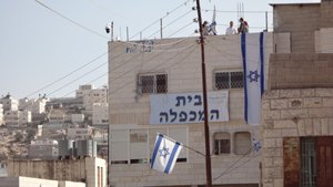 Israelis in the heart of the Arab section of Hebron.