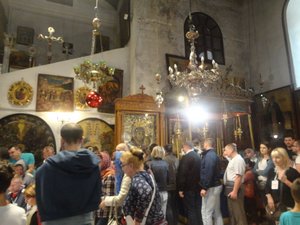 Inside the Church of the Nativity.