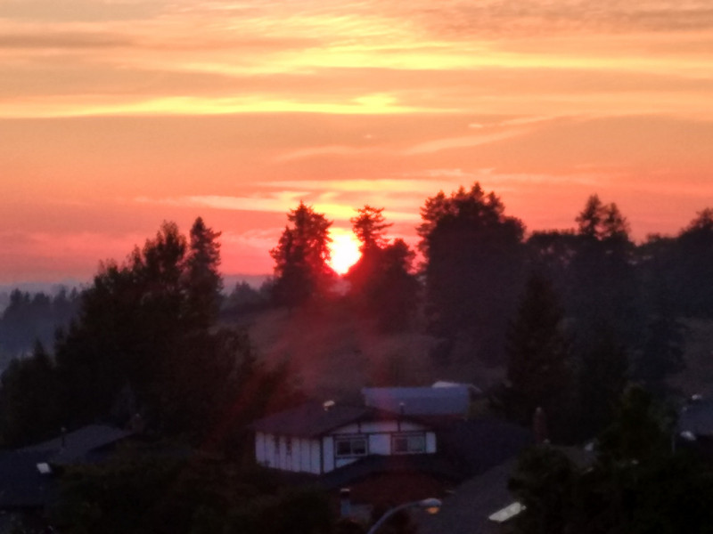 Sunset from Roslyn's home in Abbotsford, BC.