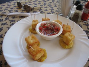 Deep fried cheese and salsa in Granada - tasty.