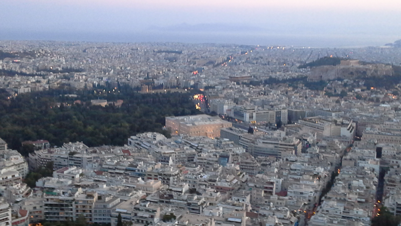 Athens from atop Lycabettus Hill, the highest point in Athens.