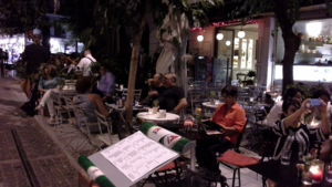 Our first evening meal under the shadow of the Acropolis in the Plaka area.