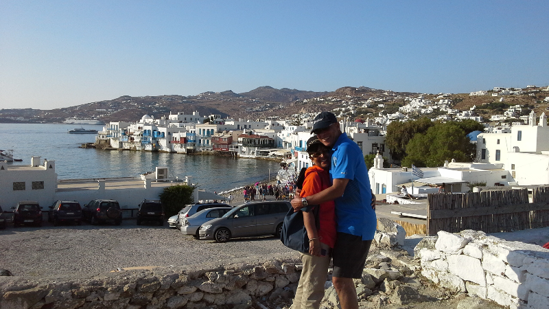 Mykonos with Little Venice in the background.