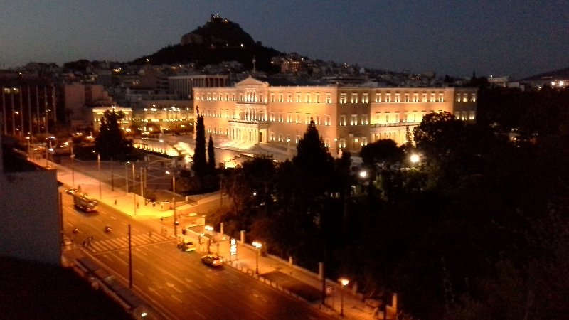 Parliament building on last evening in Athens.
