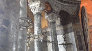 Beautiful columns inside the Hagia Sophia.