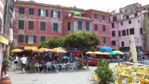 Vernazza restaurants in the piazza. 