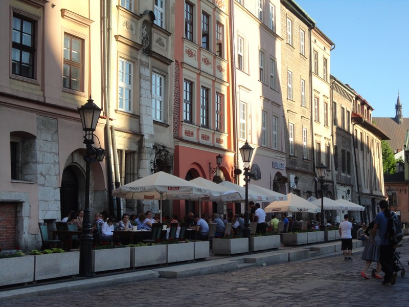 Typical European outdoor restaurants lined the streets.