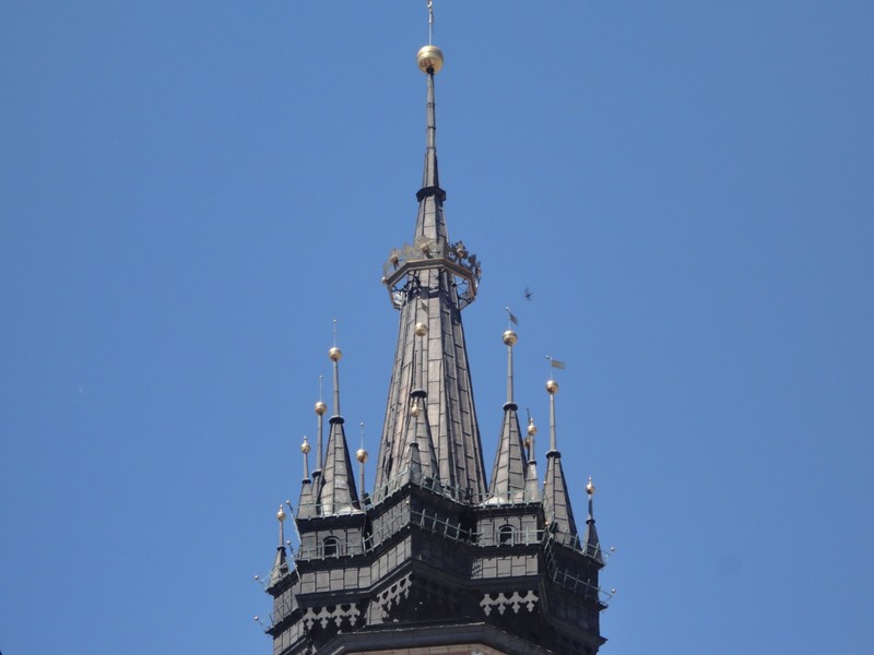 Interesting achitecture of St. Mary's Basacila's steeple.