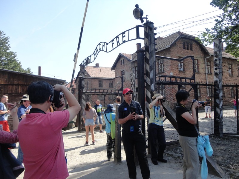 The entrance gate to Auschwitz