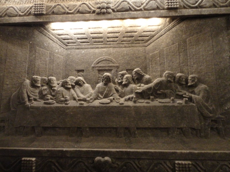 The Last Supper carved from the wall of salt.