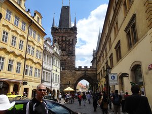 Approaching the Charles Bridge after leaving the castle.