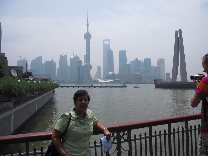 Gee in the Bund across the river from the Pudong area of Shanghai