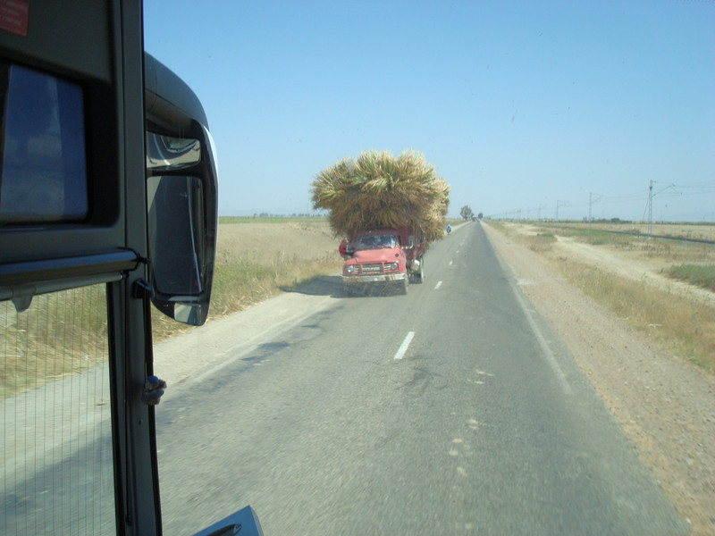 Frequent sight on Morocco roads - over laden vehicles.