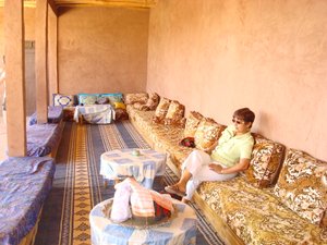 Relaxing in comfort at the Berber family's home in the Atlas Mountains.