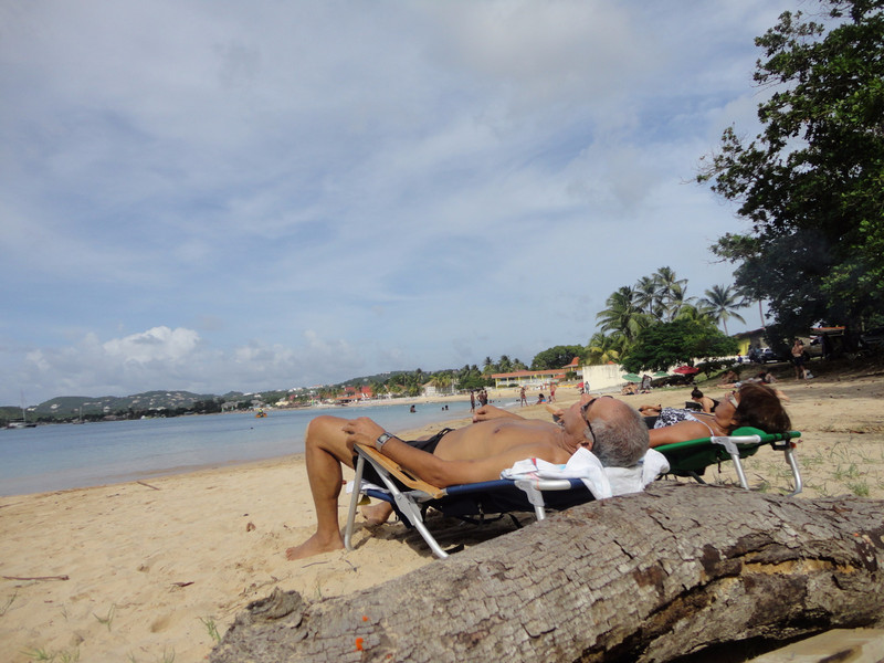Relaxing on Reduit Beach.