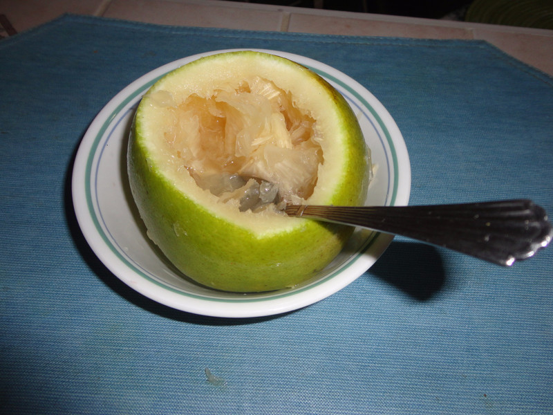The grapefruit in St. Lucia is sweet and juicy.